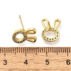 Rabbit Head Brass Micro Pave Cubic Zirconia Ear Studs&nbsp;EJEW-D304-39G