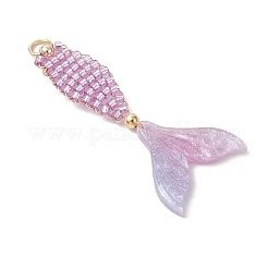 2Pcs 2 Colors Glass Seed Beaded Pendants&nbsp;PALLOY-MZ01263