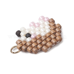 2Pcs 2 Styles Beaded Apple & Hedgehog Charms&nbsp;PALLOY-MZ01094