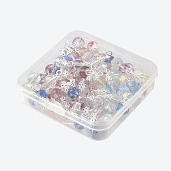70Pcs 7 Colors Baking Paint Transparent Glass Pendants&nbsp;PALLOY-TA0002-48
