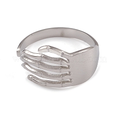 Non-Tarnish 304 Stainless Steel Skull Open Cuff Rings for Women&nbsp;RJEW-G285-70P
