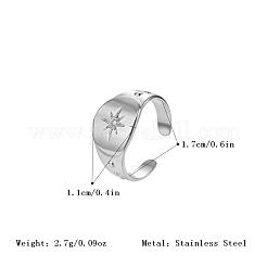 304 Stainless Steel Rhinestone Cuff Open Rings for Women&nbsp;FN8845-2