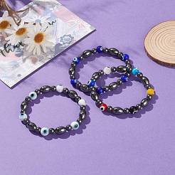 Non-Magnetic Synthetic Hematite Beads Stretch Bracelets&nbsp;BJEW-JB05895