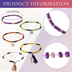 Sparkling Glass Seed Beads Stretch Anklets Set&nbsp;AJEW-SW00004
