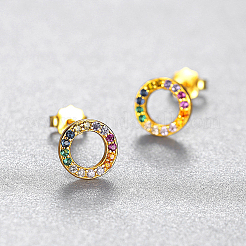 Colorful Rainbow Circle Zircon Stud Earrings&nbsp;NS1455