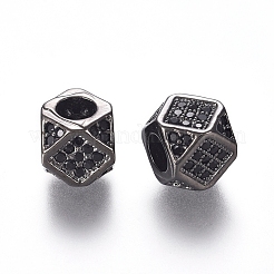 Brass Micro Pave Cubic Zirconia Beads&nbsp;ZIRC-L088-01A-B