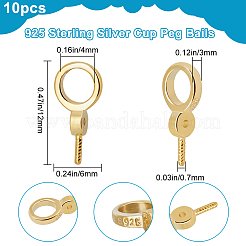 10Pcs 925 Sterling Silver Screw Eye Peg Bails&nbsp;STER-BBC0002-10
