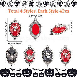 16Pcs 4 Styles Halloween Alloy Oval Pendants&nbsp;FIND-SC0011-19