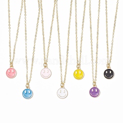 Alloy Enamel Smiling Face Pendant Necklaces&nbsp;NJEW-JN05259