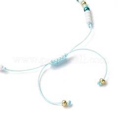 Natural Freshwater Shell & Glass Seed Beads Braided Bead Bracelets for Women&nbsp;BJEW-JB12362-03