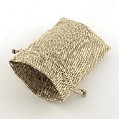 Polyester Imitation Burlap Packing Pouches Drawstring Bags&nbsp;ABAG-R004-18x13cm-05
