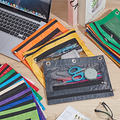CutHollow 24Pcs 12 Colors Rectangle Oxford Cloth 3-Ring Pen Pencil Zipper Bags&nbsp;ABAG-CL0001-13