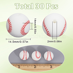 30Pcs Baseball Silicone Beads&nbsp;SIL-SC0002-64