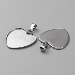 304 Stainless Steel Pendant Cabochon Settings&nbsp;STAS-WH0037-07B-P