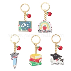 5Pcs 5 Styles Graduation Theme Resin Pendant Keychains&nbsp;KEYC-JKC01271