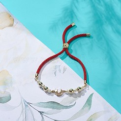 Clear Cubic Zirconia Moon & Star Link Slider Bracelet&nbsp;BJEW-JB08847