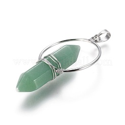 Natural Green Aventurine Wire Wrapped Pointed Big Pendants&nbsp;G-L520-I04-P