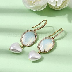 Brass Micro Pave Cubic Zirconia Dangle Earrings&nbsp;EJEW-G471-10G