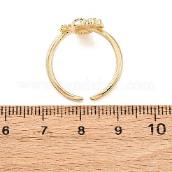 Adjustable Brass Micro Pave Cubic Zirconia Cuff Rings for Women&nbsp;RJEW-B138-02G
