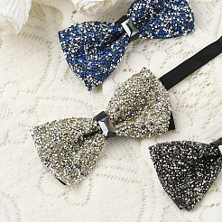 1Pc Polyester with Rhinestone Bow Ties for Bridegroom&nbsp;AJEW-SP0003-32E