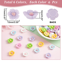 36Pcs 6 Colors Opaque Resin Cabochons&nbsp;CRES-AR0001-28