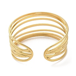 Ion Plating(IP) 304 Stainless Steel Multi Line Cuff Bangles for Women&nbsp;BJEW-L682-009G