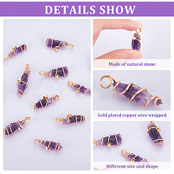 12Pcs Natural Gemstone Copper Wire Wrapped Pendants&nbsp;PALLOY-FG0001-02B