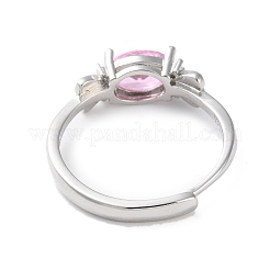 Adjustable Brass with Cubic Zirconia Solitaire Rings&nbsp;RJEW-B056-07