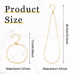 Brass Heart Link Chain Bracelet & Necklace with 304 Stainless Steel Lobster Claw Clasps&nbsp;SJEW-TA0001-03