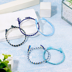 5Pcs 5 Colors Bohemian Cotton Cord Braided Bracelets&nbsp;BJEW-TA0001-27