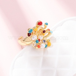 Brass Micro Pave Cubic Zirconia Cuff Open Rings&nbsp;RJEW-C153-03G