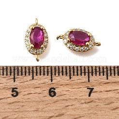 Brass Pave Cubic Zirconia Oval Connector Charms&nbsp;KK-C255-09A-02