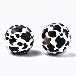 Printed Natural Wooden Beads&nbsp;WOOD-R270-07A