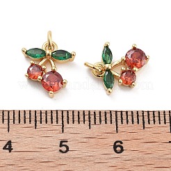 Cherry Rack Plating Brass Micro Pave Cubic Zirconia Charms&nbsp;KK-G512-24G