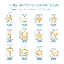 24Pcs 12 Style Stainless Steel Charms&nbsp;STAS-FW0001-30