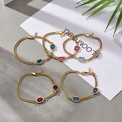 Rectangle with Glass Link Bracelets&nbsp;BJEW-JB06275