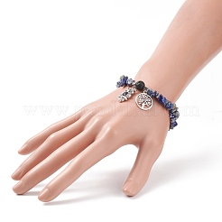 Natural Gemstone Chips Beaded Stretch Bracelet&nbsp;BJEW-JB08603