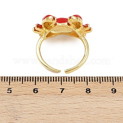 Brass Enamel Cuff Rings for Women&nbsp;RJEW-P157-01B-G