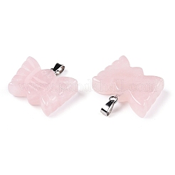 Natural Rose Quartz Carved Butterfly Pendants&nbsp;G-N342-01F
