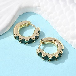 Green Cubic Zirconia Hoop Earrings&nbsp;EJEW-C022-08G
