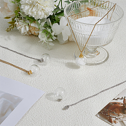 4Pcs 2 Colors Clear Glass Openable Round Bottle Pet Urn Ashes Pendant 304 Stainless Steel Cable Chain Necklaces&nbsp;NJEW-DR00027