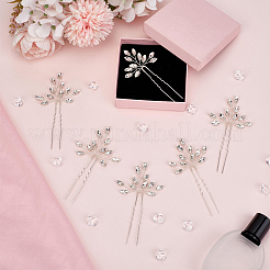 6Pcs Alloy Rhinestone Hair Sticks for Women&nbsp;OHAR-FG0001-08S