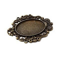 Tibetan Style Alloy Pendant Rhinestone Cabochon Settings&nbsp;TIBEP-5315-AB-FF