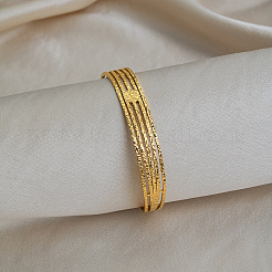 Vintage Hammered 304 Stainless Steel Multi-strand Cuff Bangles for Women&nbsp;AJ6872