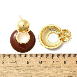 Flat Round Brass Enamel Stud Earrings&nbsp;EJEW-B120-06G-01