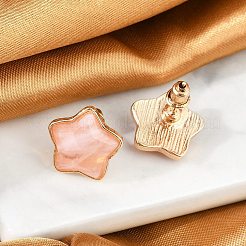 Natural Rose Quartz Stud Earrings&nbsp;EJEW-H153-01G-02