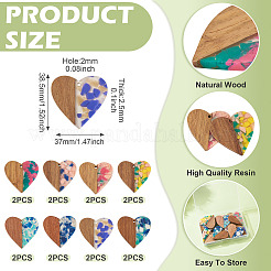 16Pcs 8 Colors Resin and Walnut Pendants&nbsp;FIND-TA0006-42