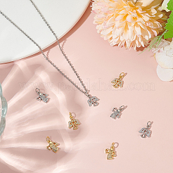 8Pcs 4 Styles Brass Micro Pave Cubic Zirconia Charms&nbsp;KK-ME0001-19