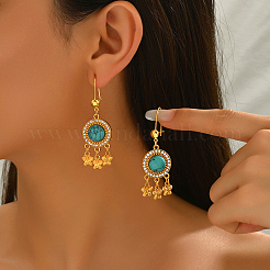 Bohemian Vintage Alloy Synthetic Turquoise Hoop Earrings&nbsp;CX1929