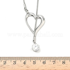 304 Stainless Steel Micro Pave Cubic Zirconia Pendant Necklaces&nbsp;NJEW-D343-05P